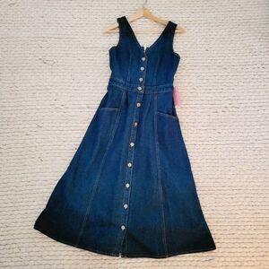 Sz 0 I Ivy City Co Ember Dress Jean Buttom Zipper Pockets NEW